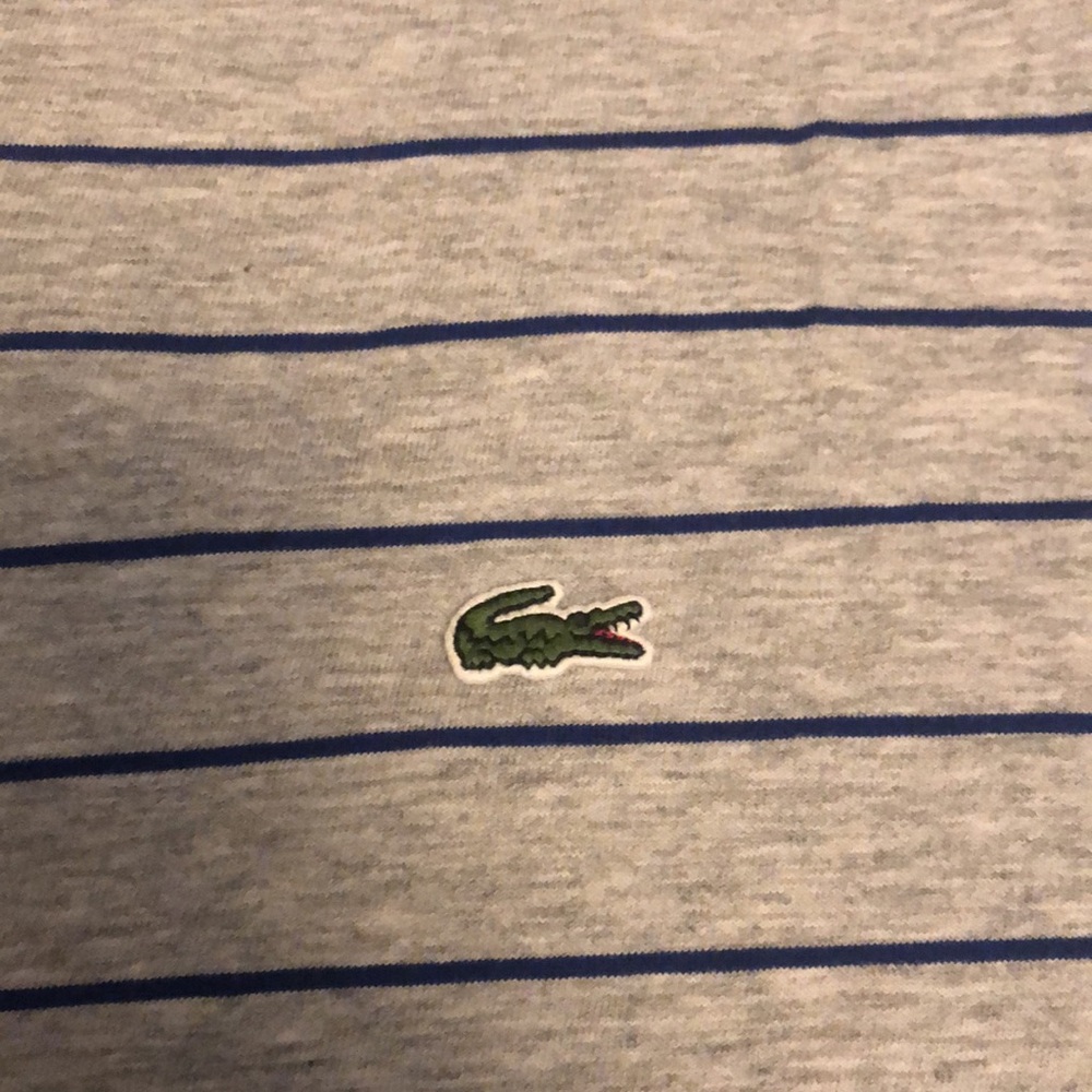 Nearly New Lacoste 3XL Grey with blue stripes t shirt - Picture 4 of 7